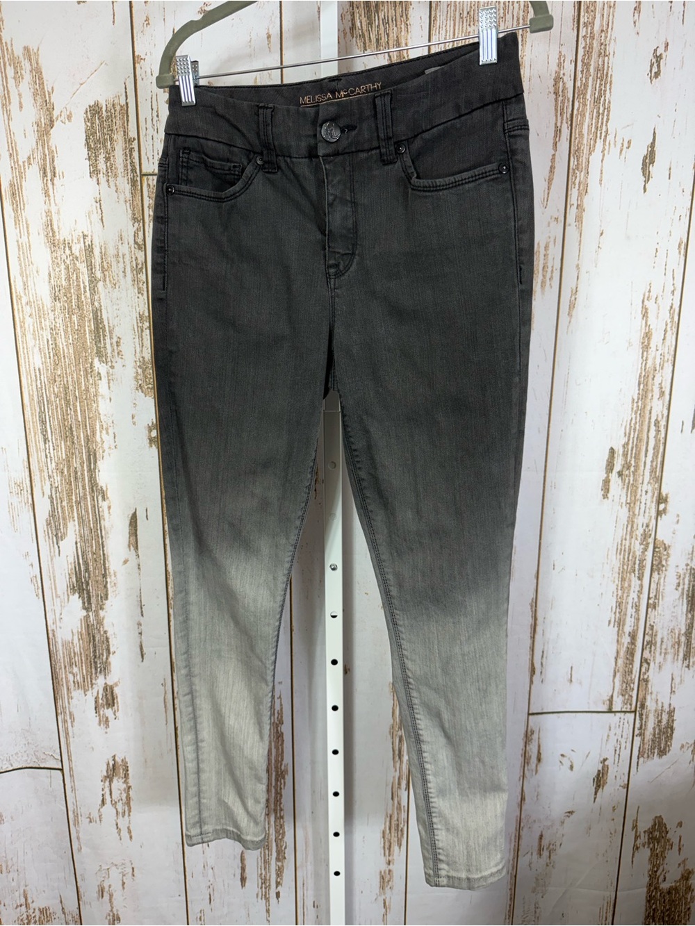 Melissa McCarthy Seven7 Women's Ombre Black to Gray Skinny Jeans. Size 10.